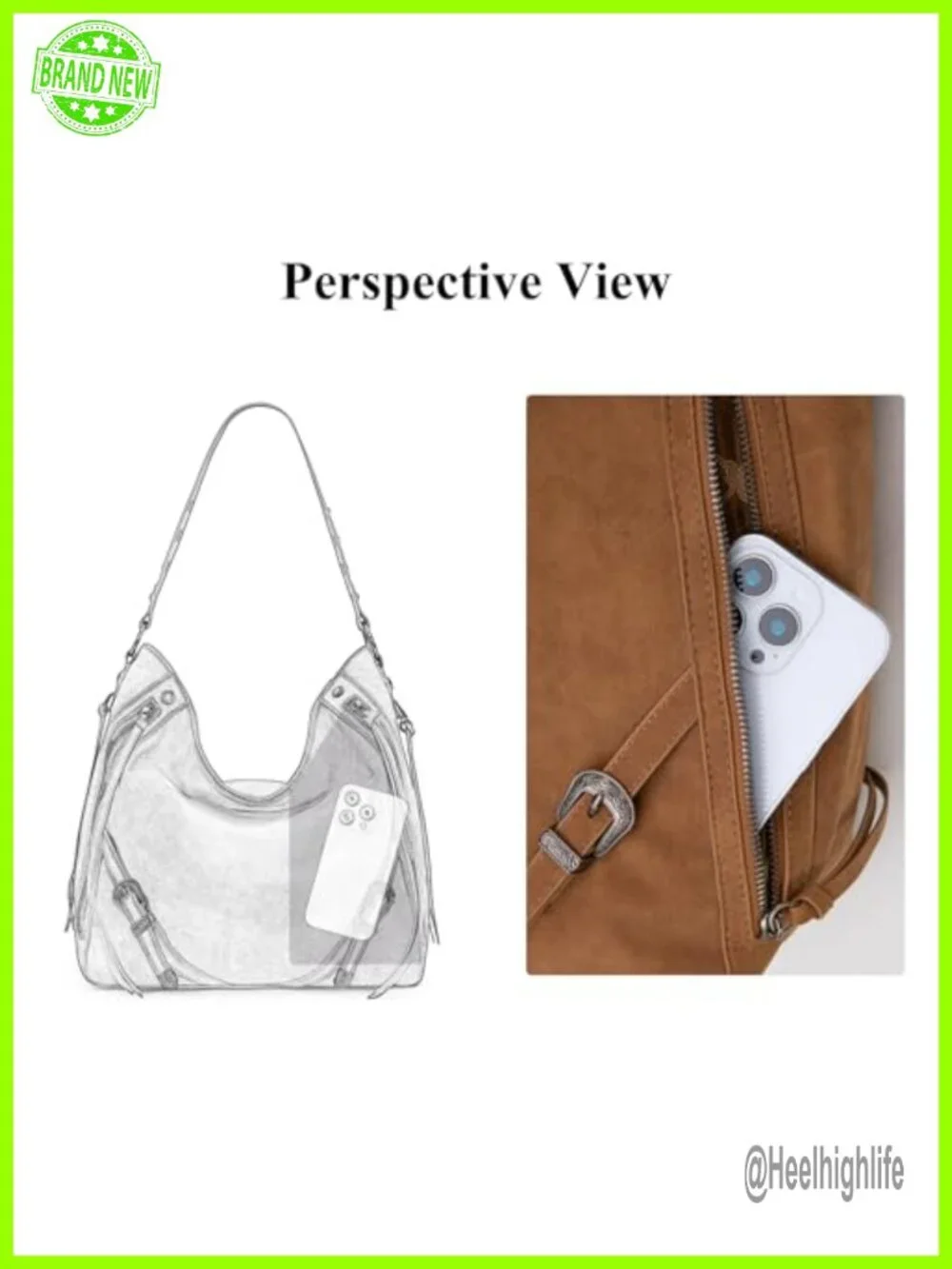 Faux Suede Hobo Bag with Fringe Buckle Zipper Shoulder Crossbody Purse